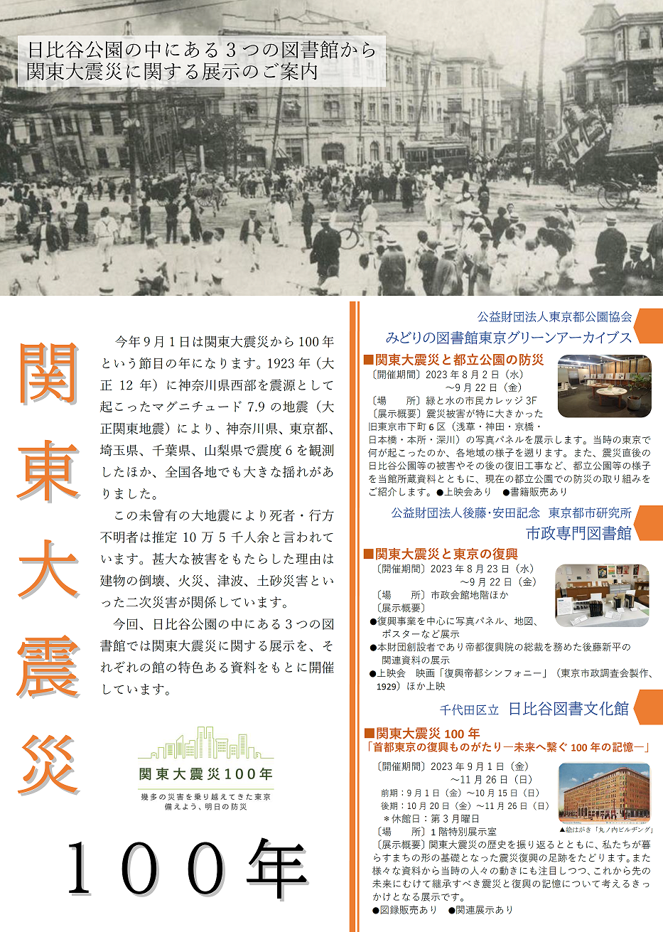 関東大震災100年チラシ(表面)
