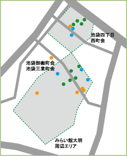 NPO法人ゼファー池袋まちづくり緑化マップ図