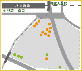 大塚駅南町会緑化マップ図