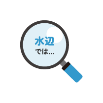 水辺では…